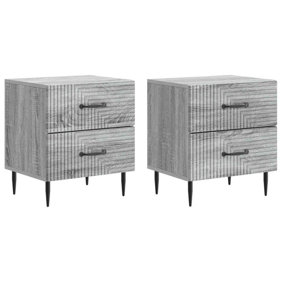 vidaXL Nachtkastje 2 pcs Grijs sonoma 43 x 34,5 x 47,5 cm Bewerkt hout vidaXL Nachtkastje 2 pcs Grijs sonoma 43 x 34,5 x 47,5 cm Bewerkt hout afbeelding 1