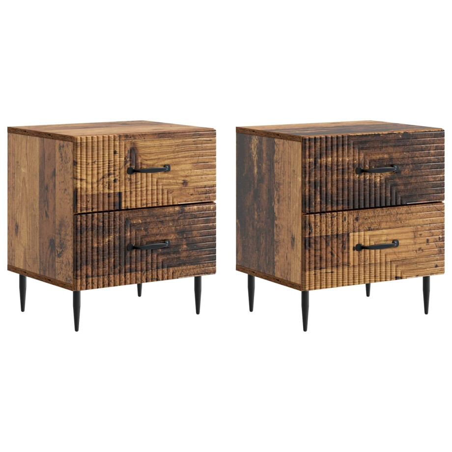 vidaXL Nachtkastje 2 pcs Oud hout 43 x 34,5 x 47,5 cm Bewerkt hout vidaXL Nachtkastje 2 pcs Oud hout 43 x 34,5 x 47,5 cm Bewerkt hout afbeelding 1