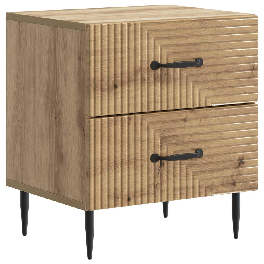 vidaXL Nachtkastje Artisanaal eiken 43 x 34,5 x 47,5 cm Bewerkt hout afbeelding 1