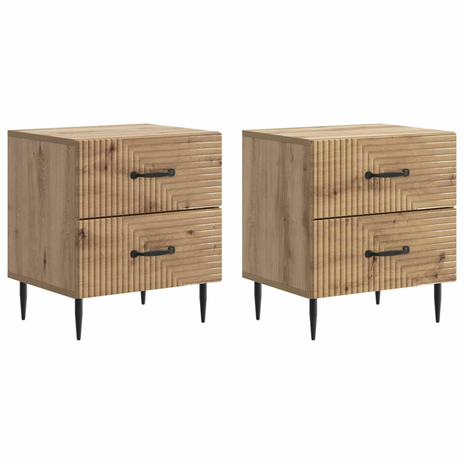 vidaXL Nachtkastje met lade 2 pcs Artisanaal eiken 43 x 34,5 x 47,5 cm afbeelding 1