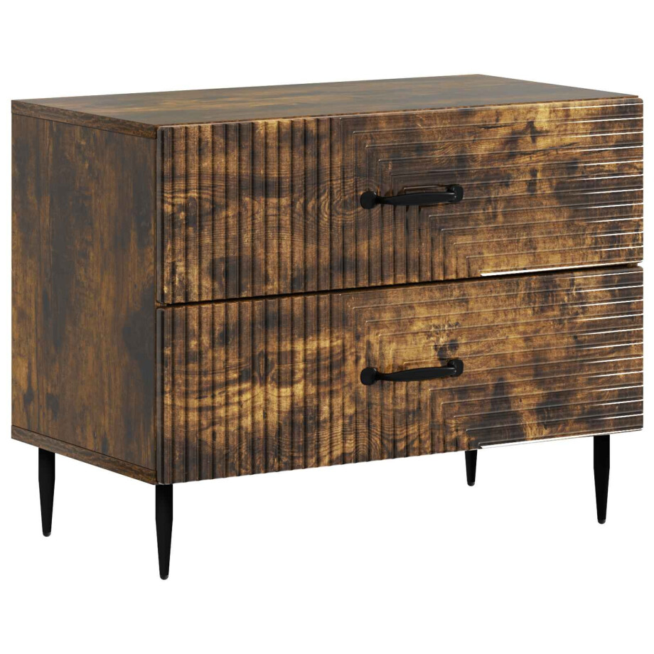vidaXL Nachtkastje Gerookt eiken 62 x 34,5 x 47,5 cm Bewerkt hout afbeelding 1