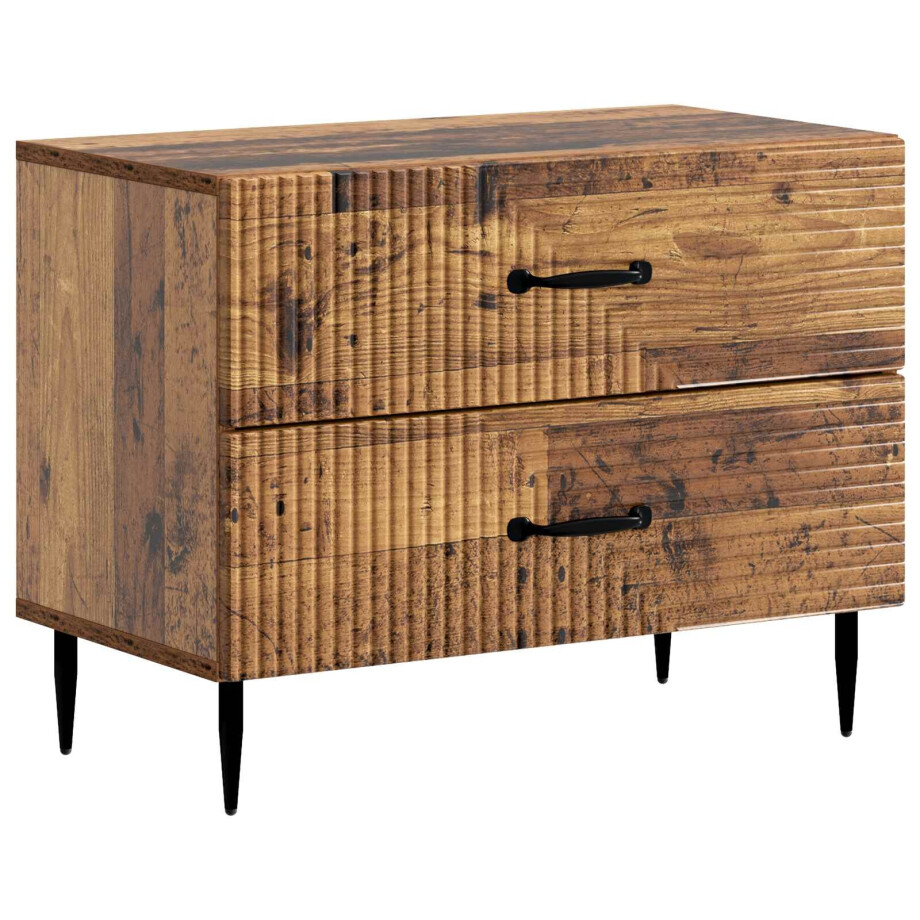 vidaXL Nachtkastje met lade Oud hout 62 x 34,5 x 47,5 cm Bewerkt hout afbeelding 1