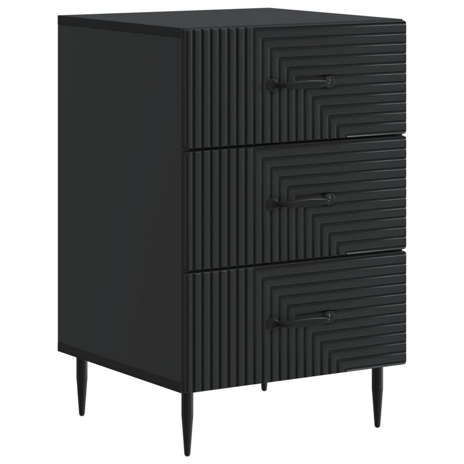 vidaXL Nachtkastje met lade Zwart 43 x 41 x 66,5 cm Bewerkt hout afbeelding 1