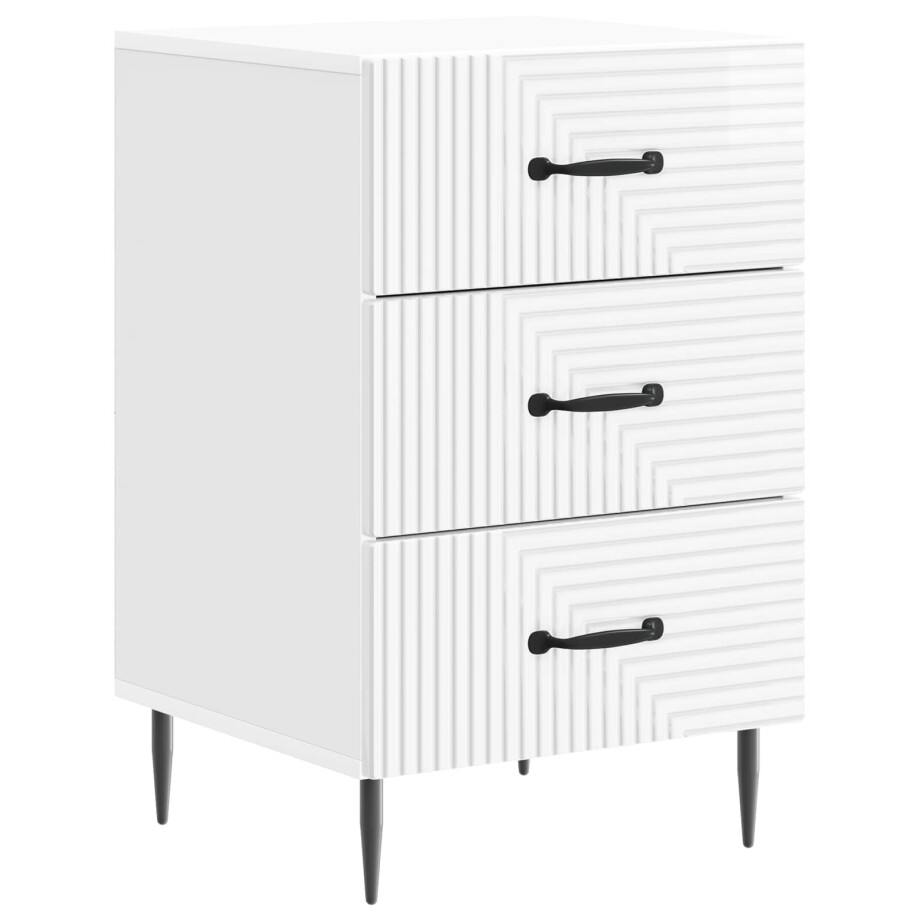 vidaXL Nachtkastje Hoogglans Wit 43 x 41 x 66,5 cm Bewerkt hout afbeelding 1