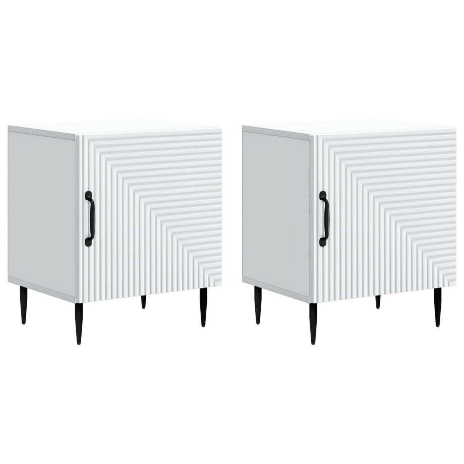 vidaXL Nachtkastje 2 pcs Wit 43 x 34,5 x 50 cm Bewerkt hout vidaXL Nachtkastje 2 pcs Wit 43 x 34,5 x 50 cm Bewerkt hout afbeelding 1