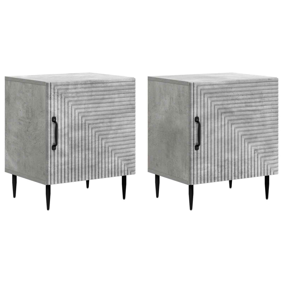vidaXL Nachtkastje 2 pcs Betongrijs 43 x 34,5 x 50 cm Bewerkt hout vidaXL Nachtkastje 2 pcs Betongrijs 43 x 34,5 x 50 cm Bewerkt hout afbeelding 1