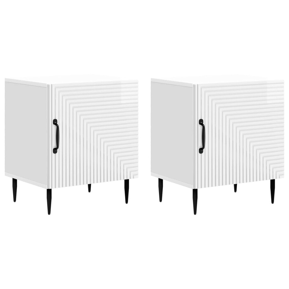 vidaXL Nachtkastje 2 pcs Hoogglans Wit 43 x 34,5 x 50 cm Bewerkt hout vidaXL Nachtkastje 2 pcs Hoogglans Wit 43 x 34,5 x 50 cm Bewerkt hout afbeelding 1