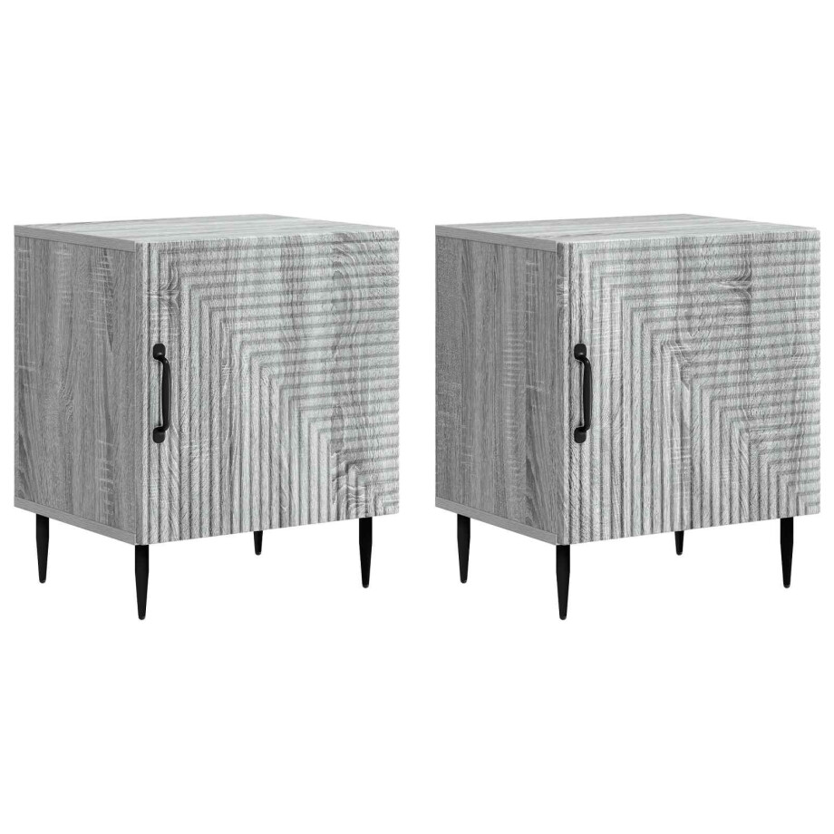 vidaXL Nachtkastje 2 pcs Grijs sonoma 43 x 34,5 x 50 cm Bewerkt hout vidaXL Nachtkastje 2 pcs Grijs sonoma 43 x 34,5 x 50 cm Bewerkt hout afbeelding 1