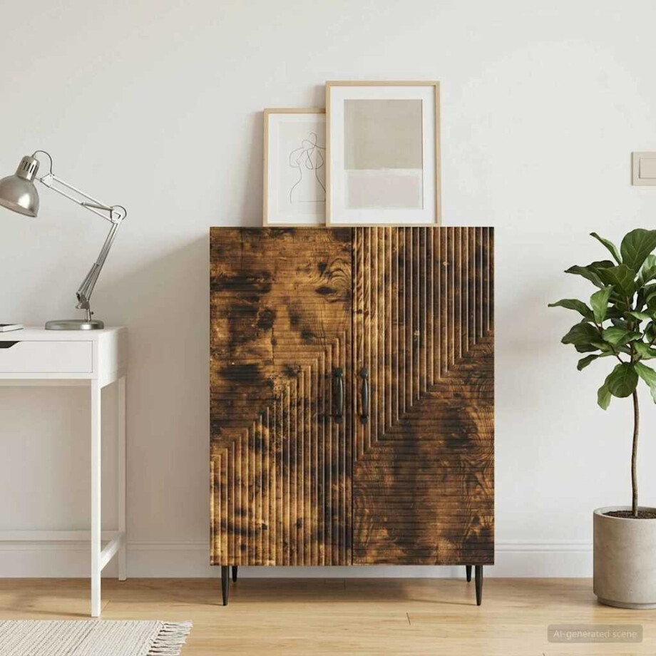 vidaXL Dressoir Gerookt eiken 66 x 34,5 x 89,5 cm Bewerkt hout vidaXL Dressoir Gerookt eiken 66 x 34,5 x 89,5 cm Bewerkt hout afbeelding 1