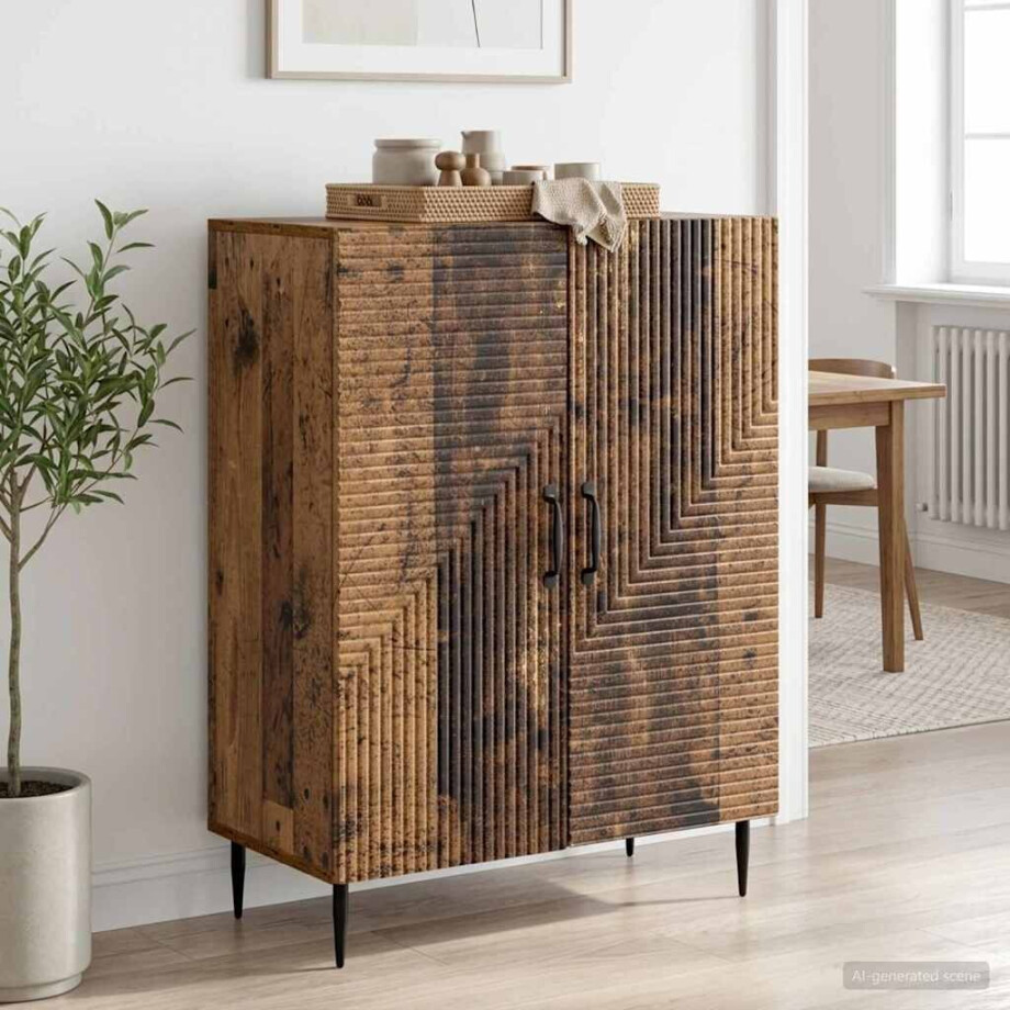 vidaXL Dressoir Oud hout 66 x 34,5 x 89,5 cm Bewerkt hout afbeelding 1