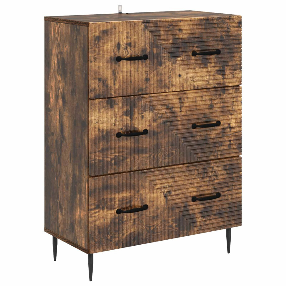 vidaXL Ladenkast Gerookt eiken 66 x 34,5 x 89,5 cm Bewerkt hout afbeelding 1