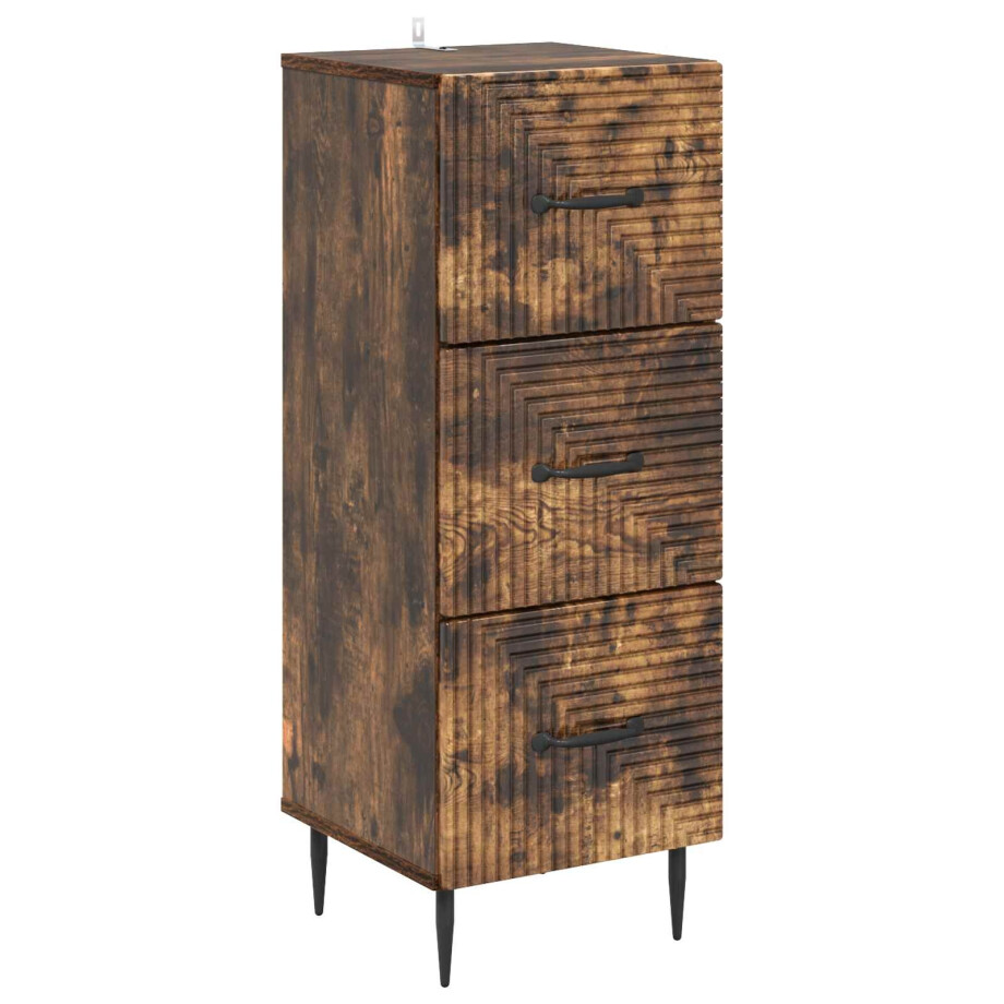 vidaXL Ladenkast Gerookt eiken 33 x 34,5 x 89,5 cm Bewerkt hout afbeelding 1
