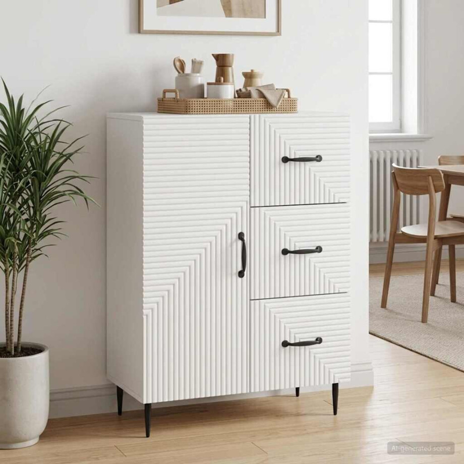 vidaXL Dressoir met lade Wit 66 x 34,5 x 89,5 cm Bewerkt hout vidaXL Dressoir met lade Wit 66 x 34,5 x 89,5 cm Bewerkt hout afbeelding 1