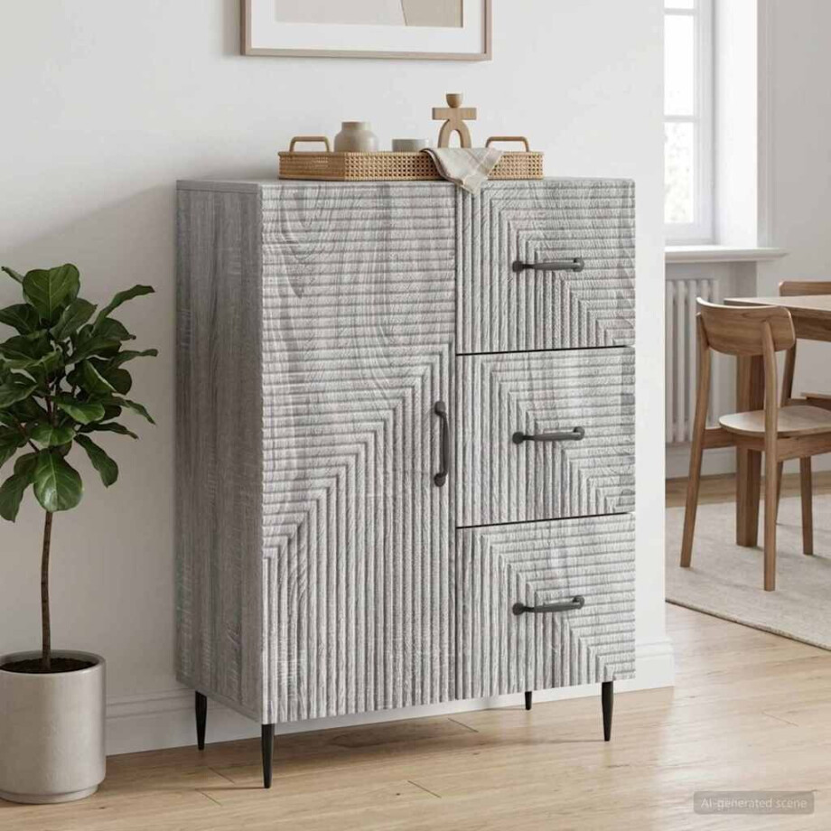 vidaXL Dressoir met lade Grijs sonoma 66 x 34,5 x 89,5 cm Bewerkt hout vidaXL Dressoir met lade Grijs sonoma 66 x 34,5 x 89,5 cm Bewerkt hout afbeelding 1