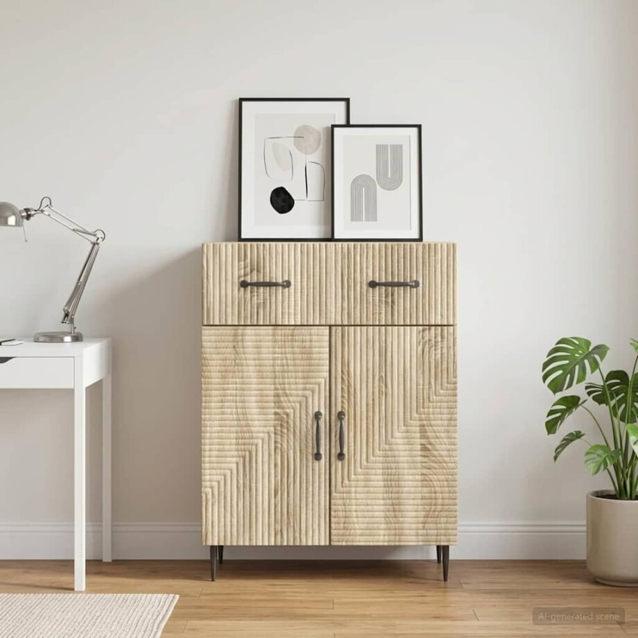vidaXL Dressoir met lade Sonoma Eiken 66 x 34,5 x 89,5 cm Bewerkt hout vidaXL Dressoir met lade Sonoma Eiken 66 x 34,5 x 89,5 cm Bewerkt hout afbeelding 1