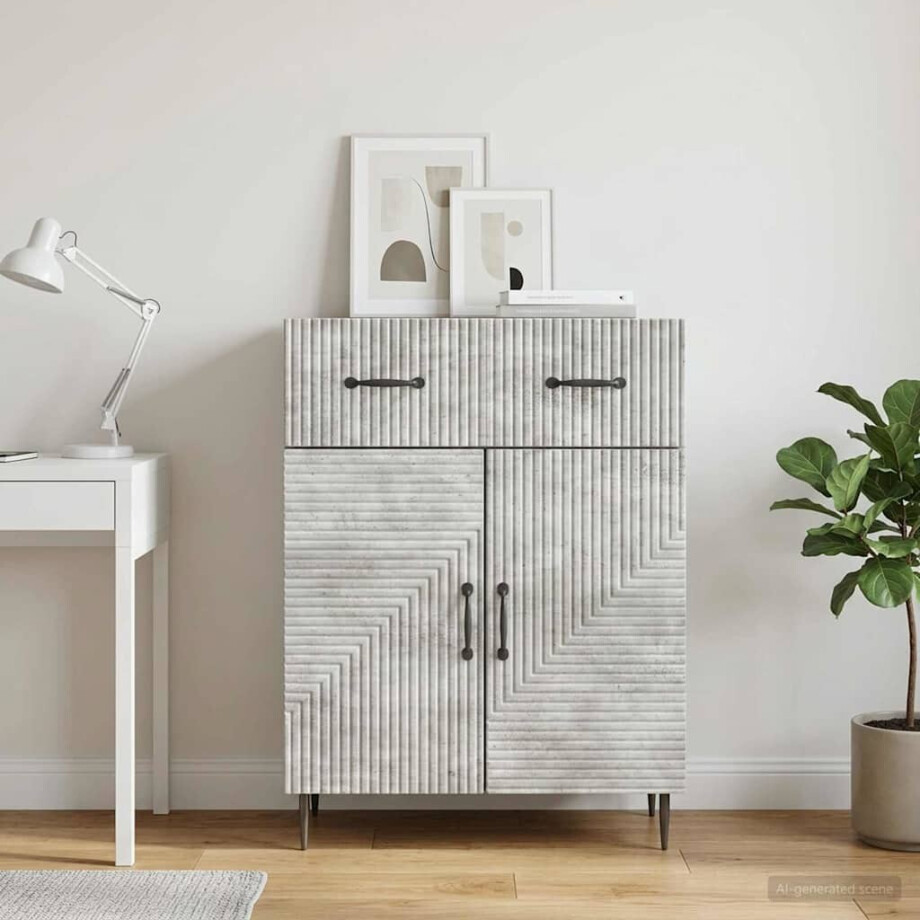 vidaXL Dressoir met lade Betongrijs 66 x 34,5 x 89,5 cm Bewerkt hout vidaXL Dressoir met lade Betongrijs 66 x 34,5 x 89,5 cm Bewerkt hout afbeelding 1