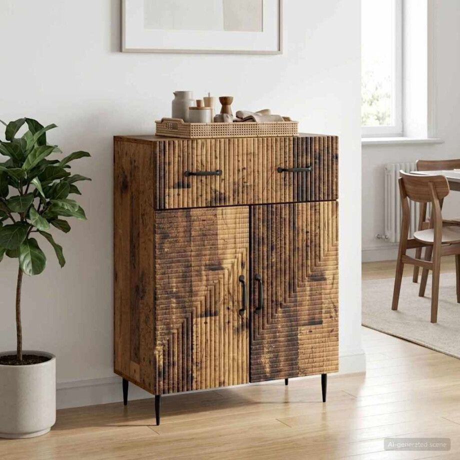 vidaXL Dressoir met lade Oud hout 66 x 34,5 x 89,5 cm Bewerkt hout vidaXL Dressoir met lade Oud hout 66 x 34,5 x 89,5 cm Bewerkt hout afbeelding 1