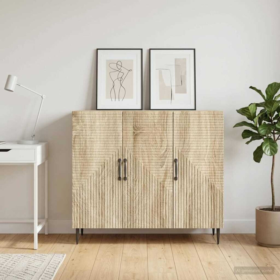 vidaXL Dressoir Sonoma Eiken 89 x 34,5 x 80 cm Bewerkt hout vidaXL Dressoir Sonoma Eiken 89 x 34,5 x 80 cm Bewerkt hout afbeelding 1