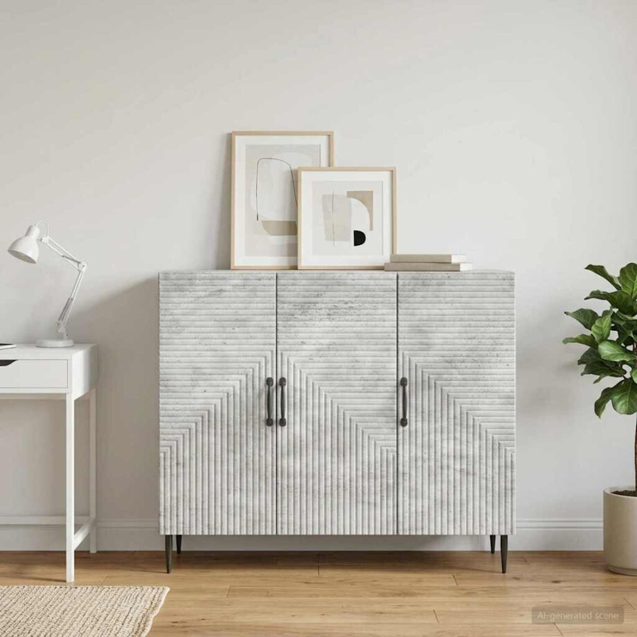 vidaXL Dressoir Betongrijs 89 x 34,5 x 80 cm Bewerkt hout vidaXL Dressoir Betongrijs 89 x 34,5 x 80 cm Bewerkt hout afbeelding 1