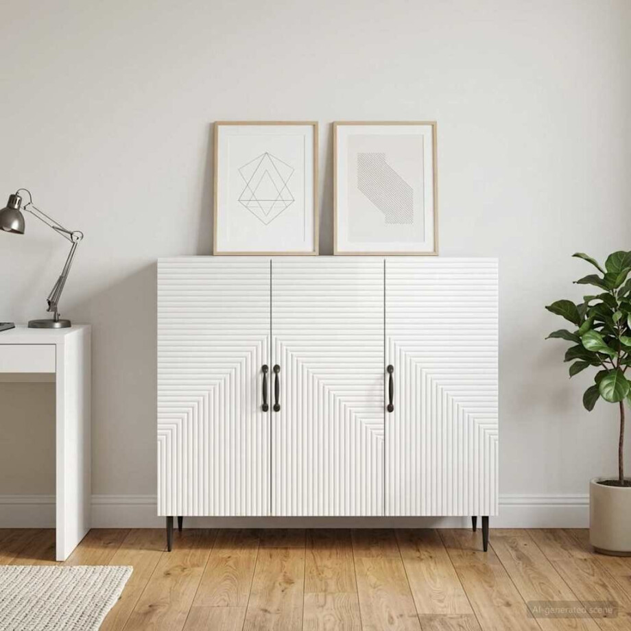 vidaXL Dressoir Hoogglans Wit 89 x 34,5 x 80 cm Bewerkt hout afbeelding 1