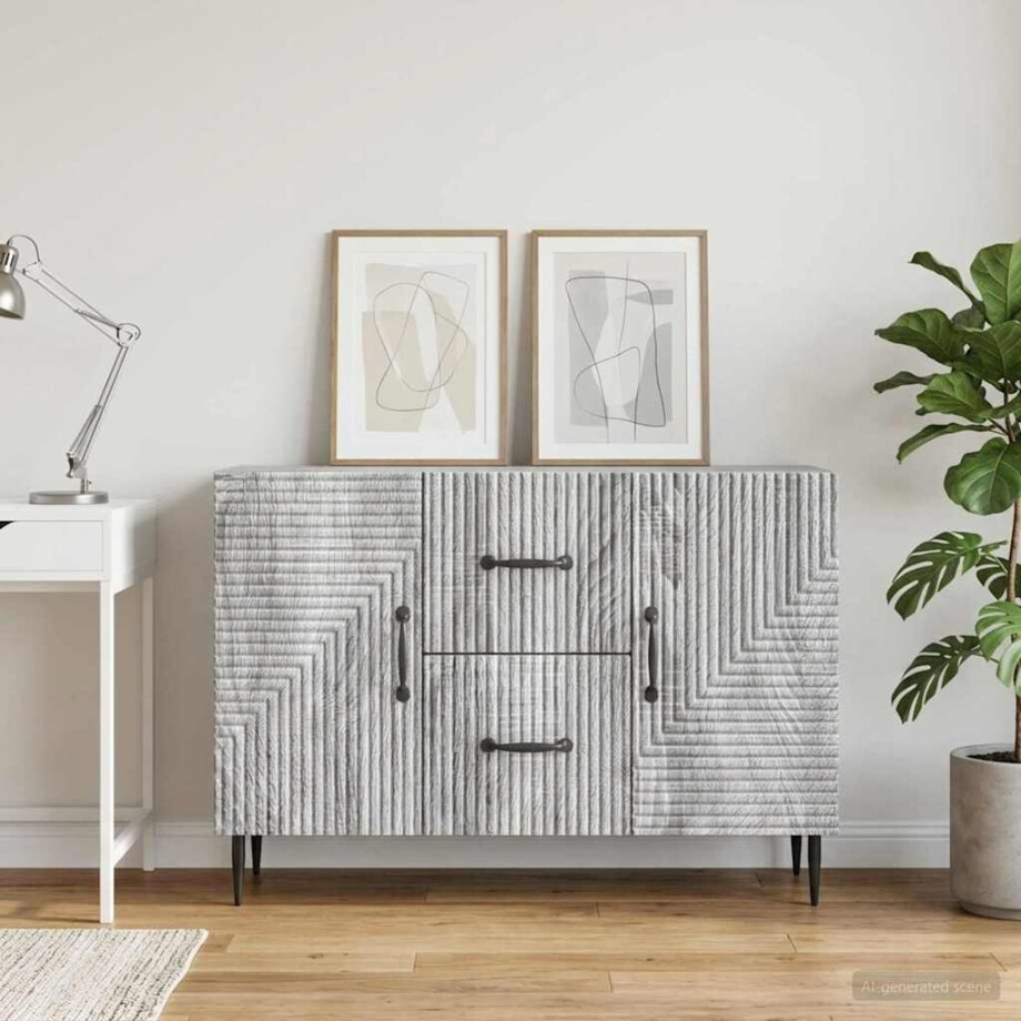 vidaXL Dressoir met lade Grijs sonoma 89 x 34,5 x 60 cm Bewerkt hout vidaXL Dressoir met lade Grijs sonoma 89 x 34,5 x 60 cm Bewerkt hout afbeelding 1