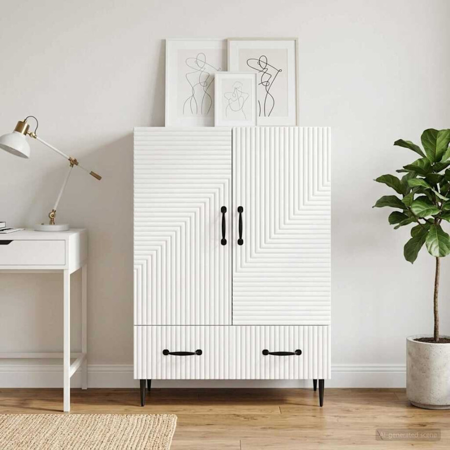 vidaXL Dressoir met lade Wit 66 x 34,5 x 95 cm Bewerkt hout vidaXL Dressoir met lade Wit 66 x 34,5 x 95 cm Bewerkt hout afbeelding 1