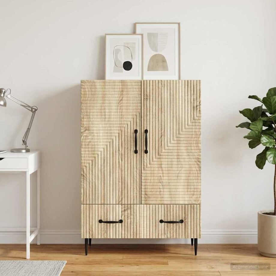 vidaXL Dressoir met lade Sonoma Eiken 66 x 34,5 x 95 cm Bewerkt hout vidaXL Dressoir met lade Sonoma Eiken 66 x 34,5 x 95 cm Bewerkt hout afbeelding 1