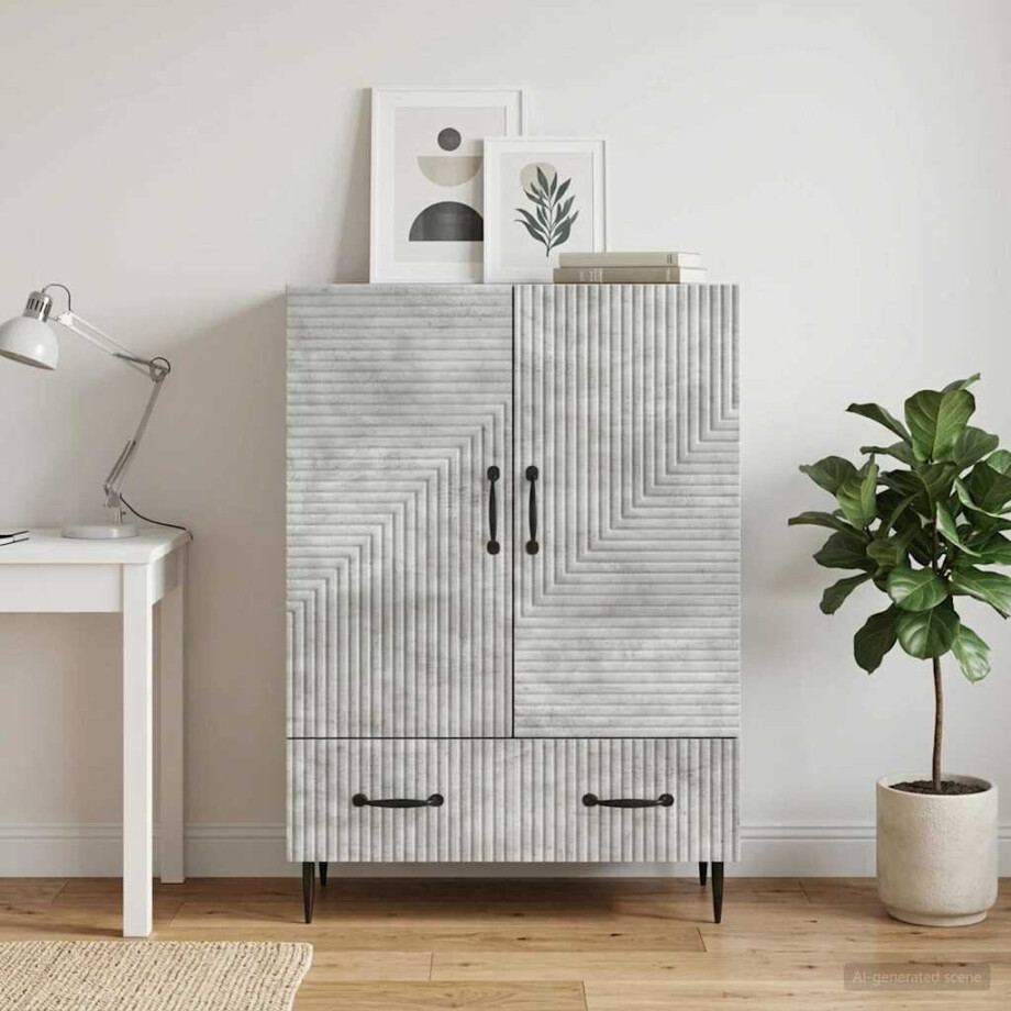 vidaXL Dressoir met lade Betongrijs 66 x 34,5 x 95 cm Bewerkt hout vidaXL Dressoir met lade Betongrijs 66 x 34,5 x 95 cm Bewerkt hout afbeelding 1