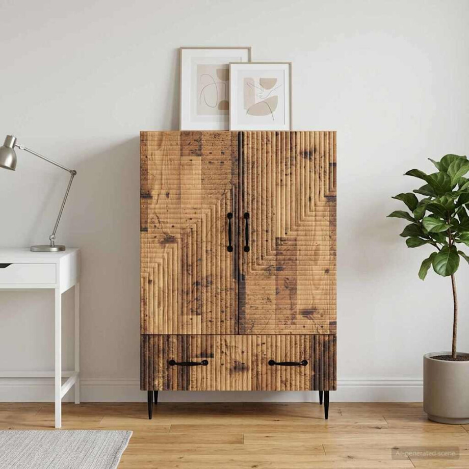 vidaXL Dressoir met lade Oud hout 66 x 34,5 x 95 cm Bewerkt hout vidaXL Dressoir met lade Oud hout 66 x 34,5 x 95 cm Bewerkt hout afbeelding 1