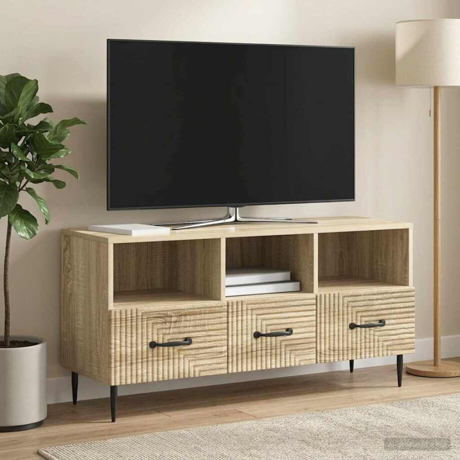 vidaXL TV-kast met lade Sonoma Eiken 102 x 34,5 x 50 cm Bewerkt hout afbeelding 1