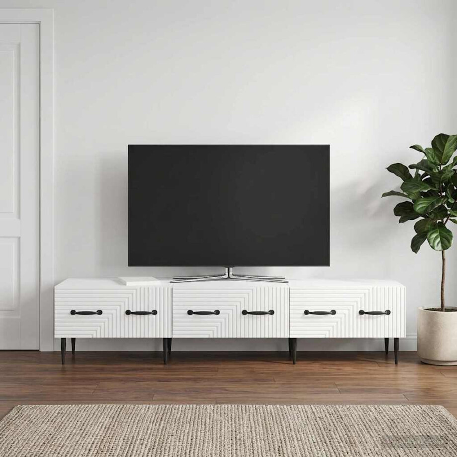 vidaXL TV-kast met lade Hoogglans Wit 147 x 34,5 x 30 cm Bewerkt hout vidaXL TV-kast met lade Hoogglans Wit 147 x 34,5 x 30 cm Bewerkt hout afbeelding 1