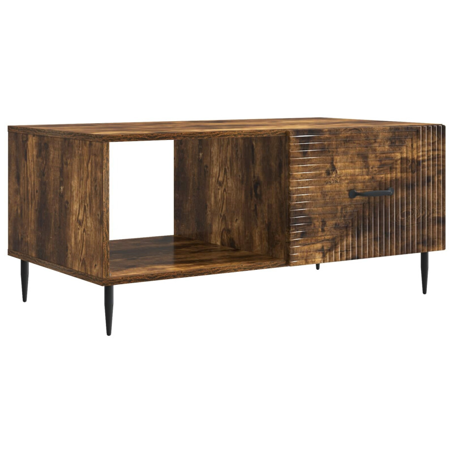 vidaXL Salontafel Gerookt eiken 90 x 50 x 40 cm Bewerkt hout afbeelding 1