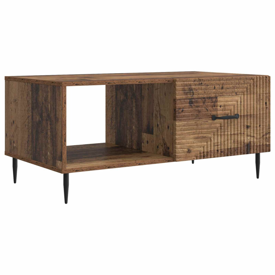 vidaXL Salontafel Oud hout 90 x 50 x 40 cm Bewerkt hout afbeelding 1