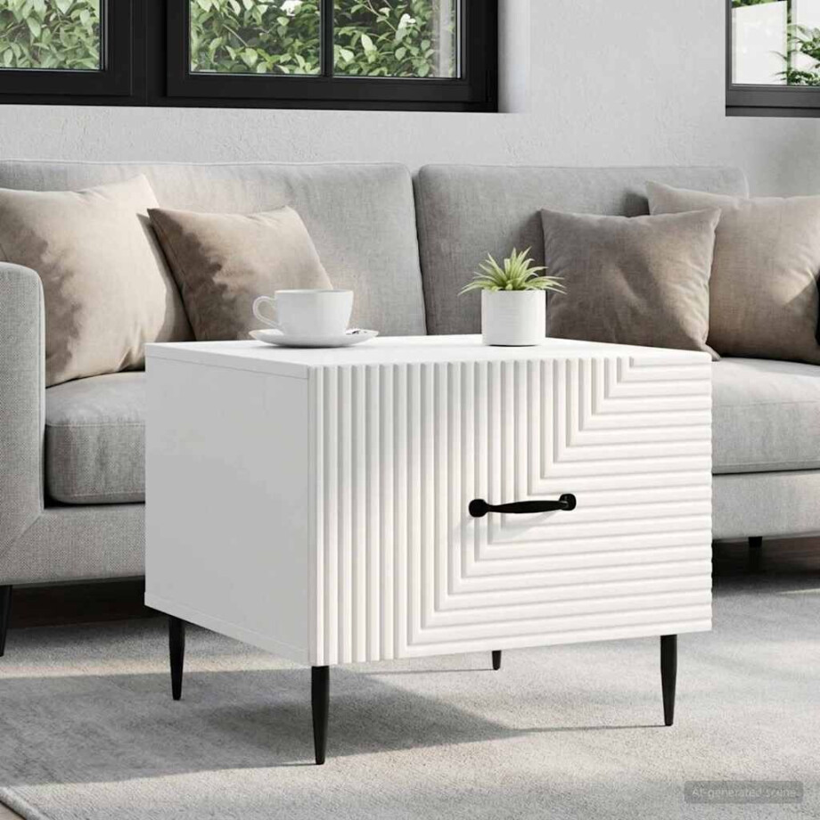 vidaXL Salontafel met lade Wit 49 x 50 x 40 cm Bewerkt hout vidaXL Salontafel met lade Wit 49 x 50 x 40 cm Bewerkt hout afbeelding 1
