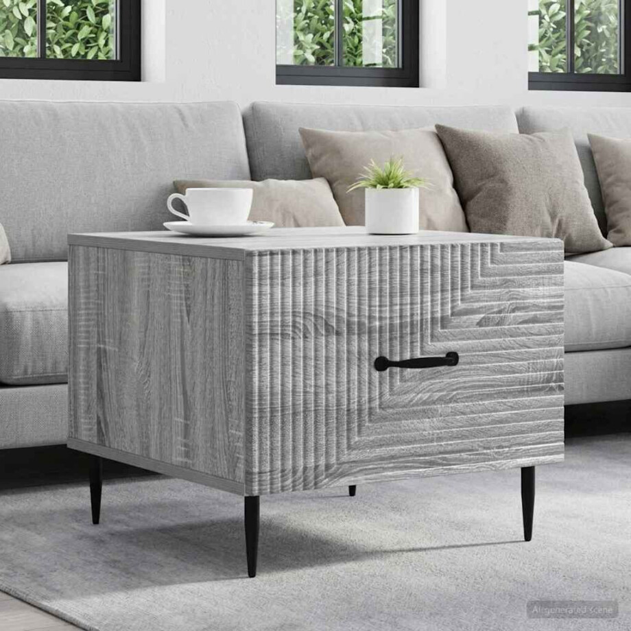 vidaXL Salontafel met lade Grijs sonoma 49 x 50 x 40 cm Bewerkt hout afbeelding 1