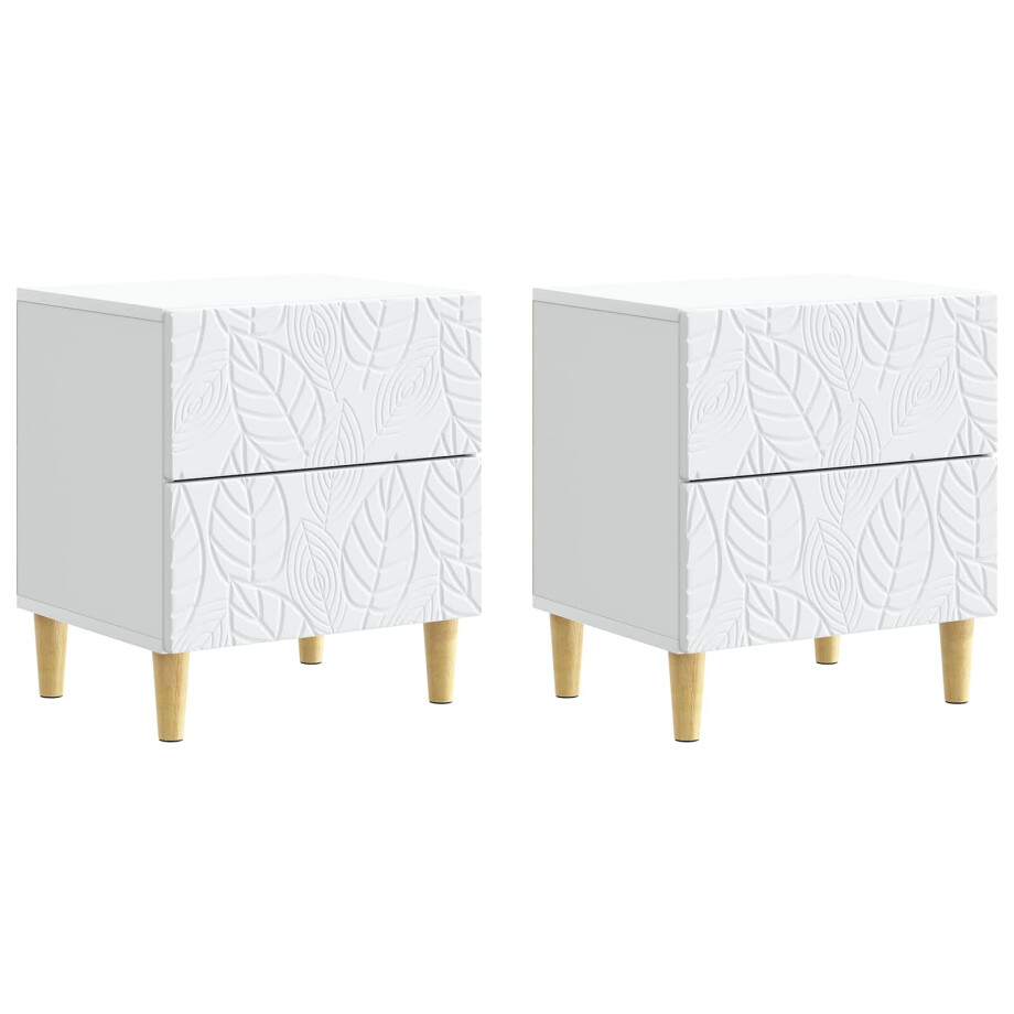 vidaXL Nachtkastje 2 pcs Wit 43 x 34,5 x 48 cm Bewerkt hout vidaXL Nachtkastje 2 pcs Wit 43 x 34,5 x 48 cm Bewerkt hout afbeelding 1
