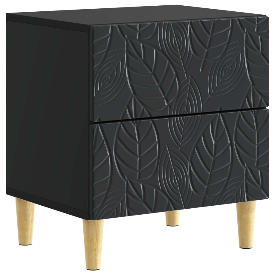 vidaXL Nachtkastje Zwart 43 x 34,5 x 48 cm Bewerkt hout afbeelding 1