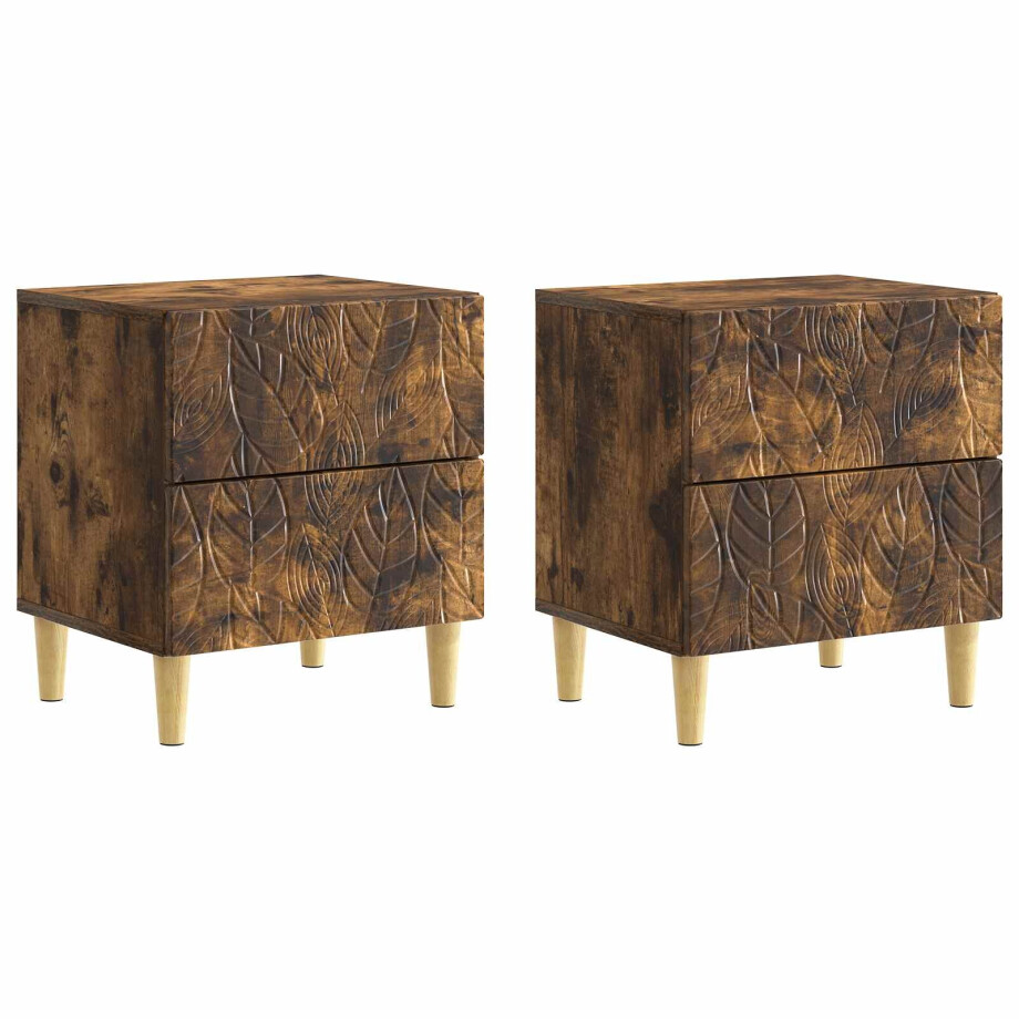 vidaXL Nachtkastje 2 pcs Gerookt eiken 43 x 34,5 x 48 cm Bewerkt hout vidaXL Nachtkastje 2 pcs Gerookt eiken 43 x 34,5 x 48 cm Bewerkt hout afbeelding 1