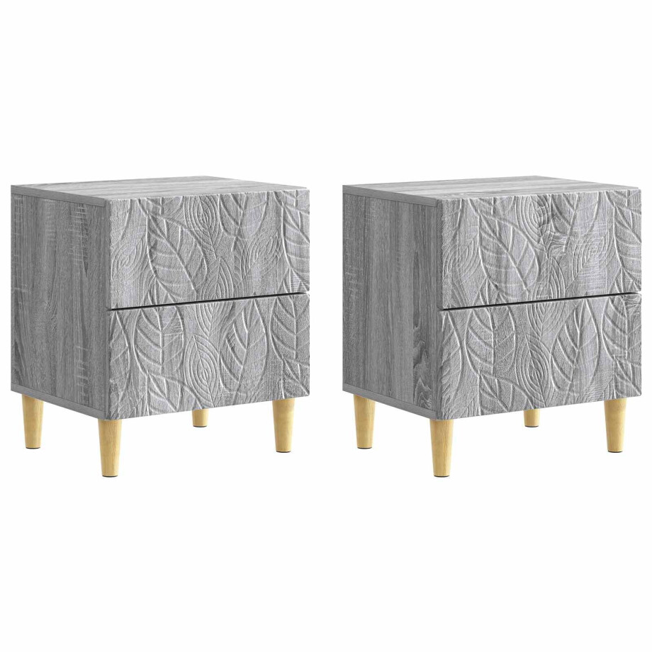 vidaXL Nachtkastje 2 pcs Grijs Sonoma 43 x 34,5 x 48 cm Bewerkt hout vidaXL Nachtkastje 2 pcs Grijs Sonoma 43 x 34,5 x 48 cm Bewerkt hout afbeelding 1