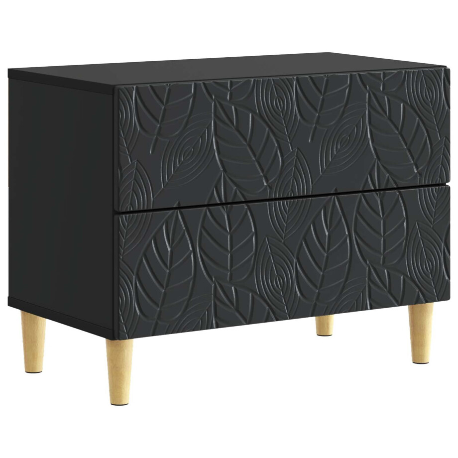 vidaXL Nachtkastje Zwart 62 x 34,5 x 48 cm Bewerkt hout afbeelding 1