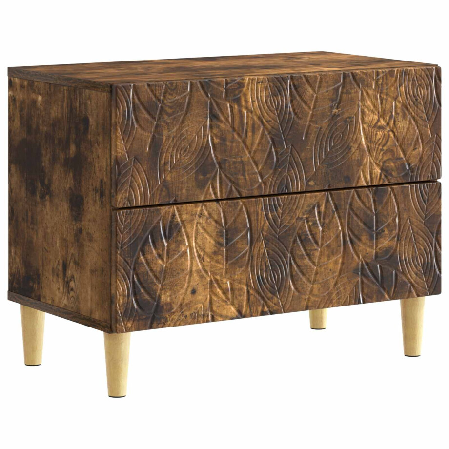 vidaXL Nachtkastje Gerookt eiken 62 x 34,5 x 48 cm Bewerkt hout afbeelding 1