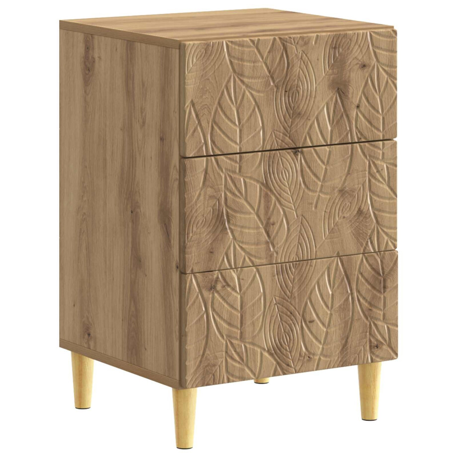 vidaXL Nachtkastje Artisanaal eiken 43 x 39,5 x 66,5 cm Bewerkt hout afbeelding 1