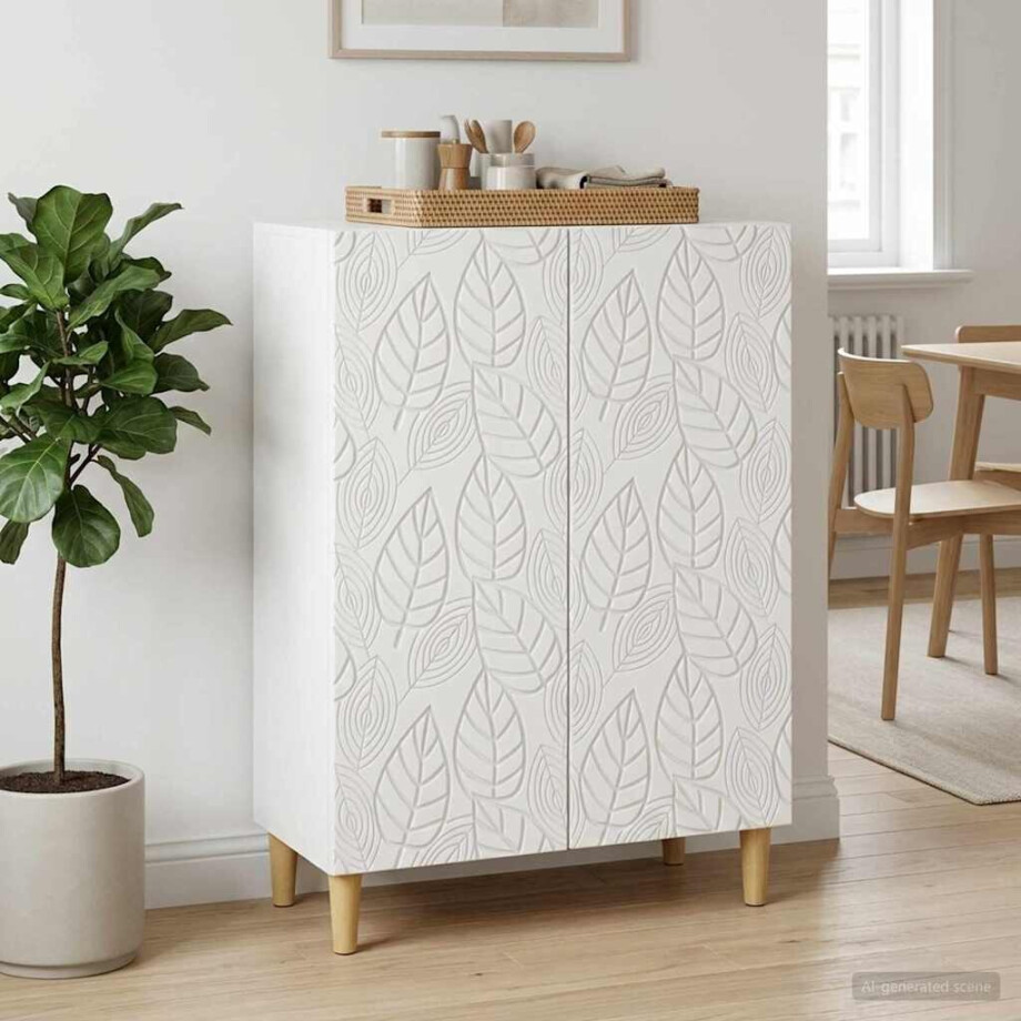 vidaXL Dressoir Wit 66 x 34,5 x 90 cm Bewerkt hout afbeelding 1