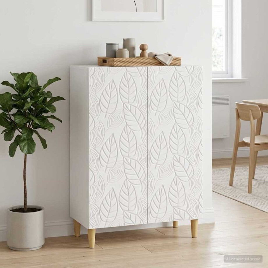 vidaXL Dressoir Hoogglans Wit 66 x 34,5 x 90 cm Bewerkt hout afbeelding 1