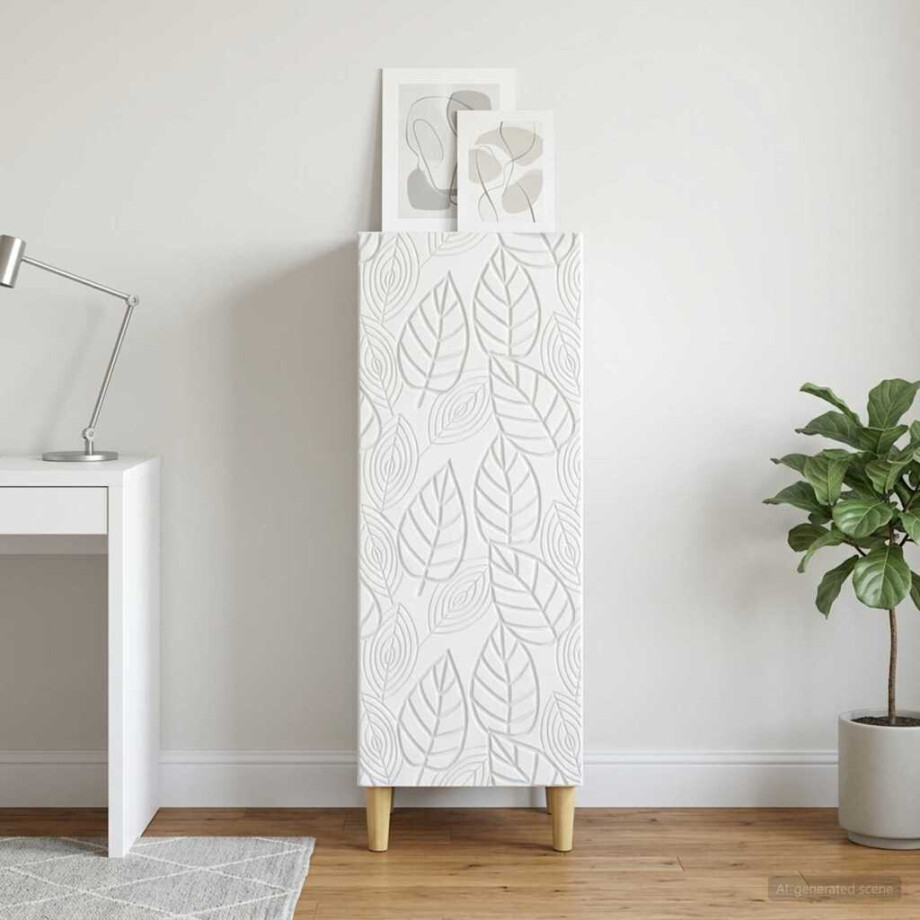 vidaXL Dressoir Wit 33 x 34,5 x 90 cm Bewerkt hout afbeelding 1