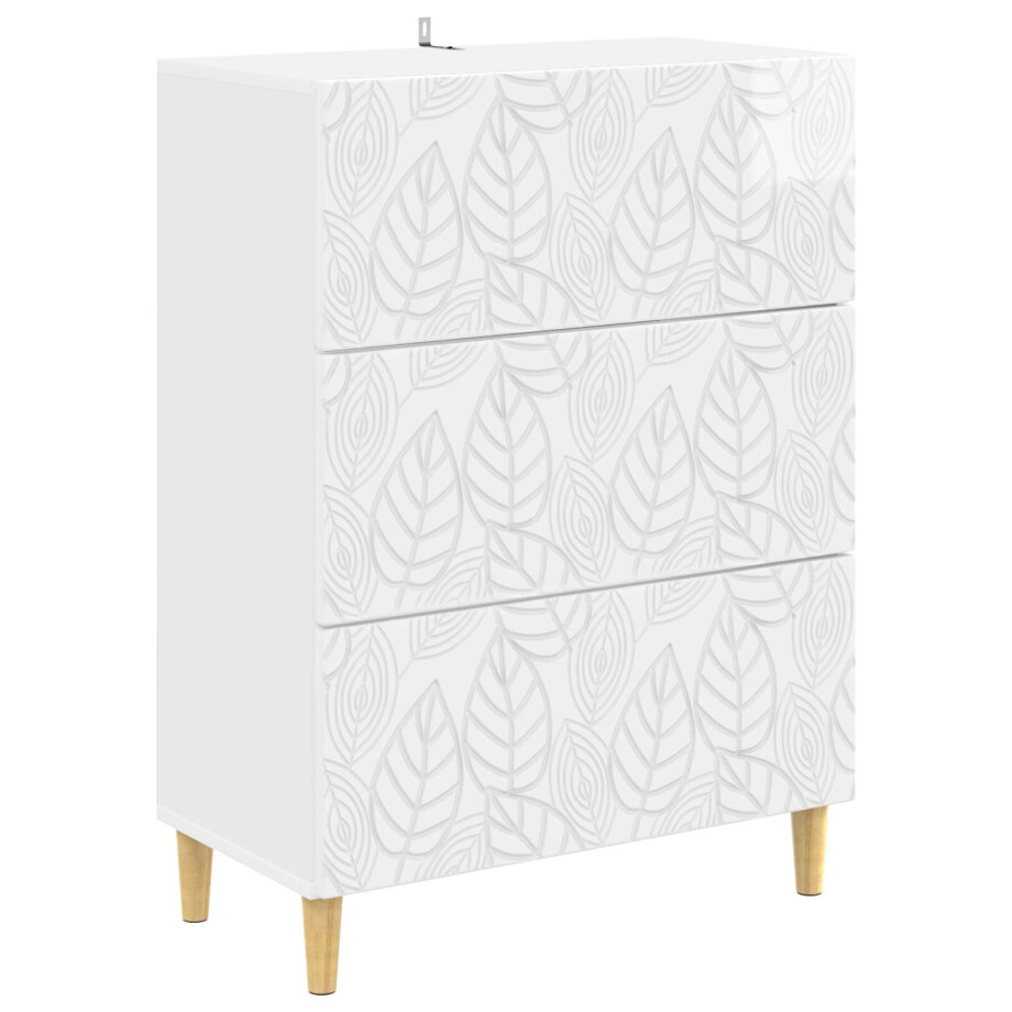 vidaXL Ladenkast Hoogglans Wit 66 x 34,5 x 90 cm Bewerkt hout afbeelding 1