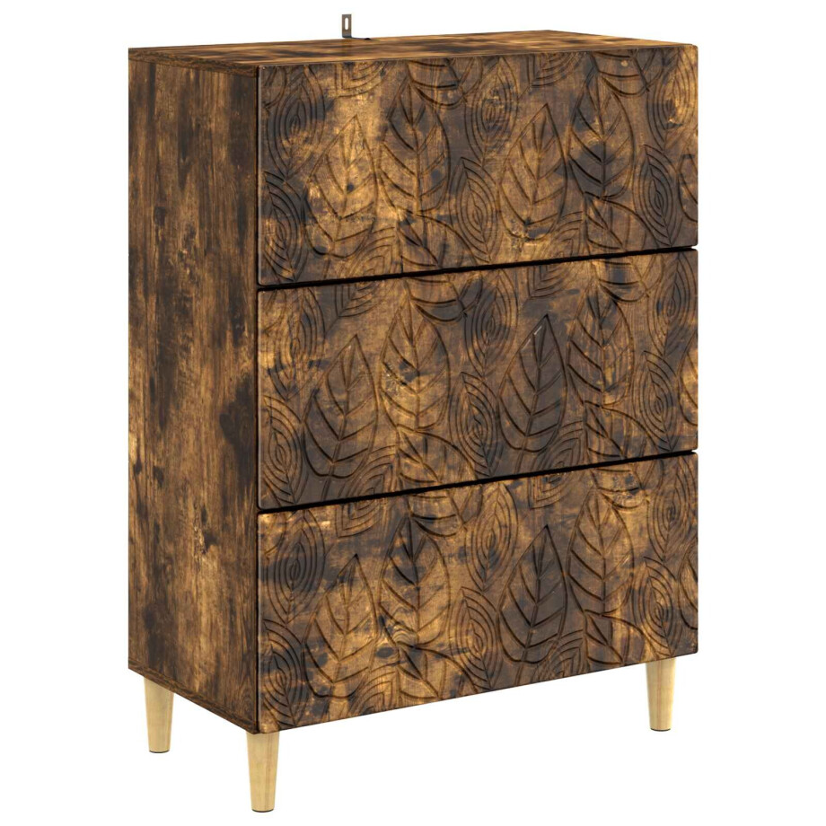 vidaXL Ladenkast Gerookt eiken 66 x 34,5 x 90 cm Bewerkt hout afbeelding 1