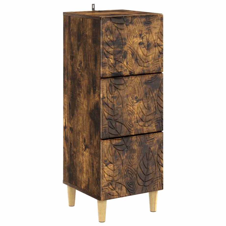 vidaXL Ladenkast Gerookt eiken 33 x 34,5 x 90 cm Bewerkt hout afbeelding 1
