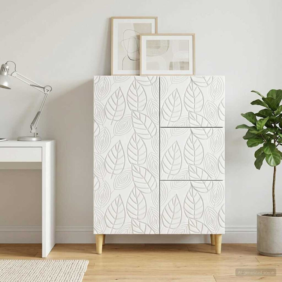 vidaXL Dressoir Wit 66 x 34,5 x 90 cm Bewerkt hout afbeelding 1