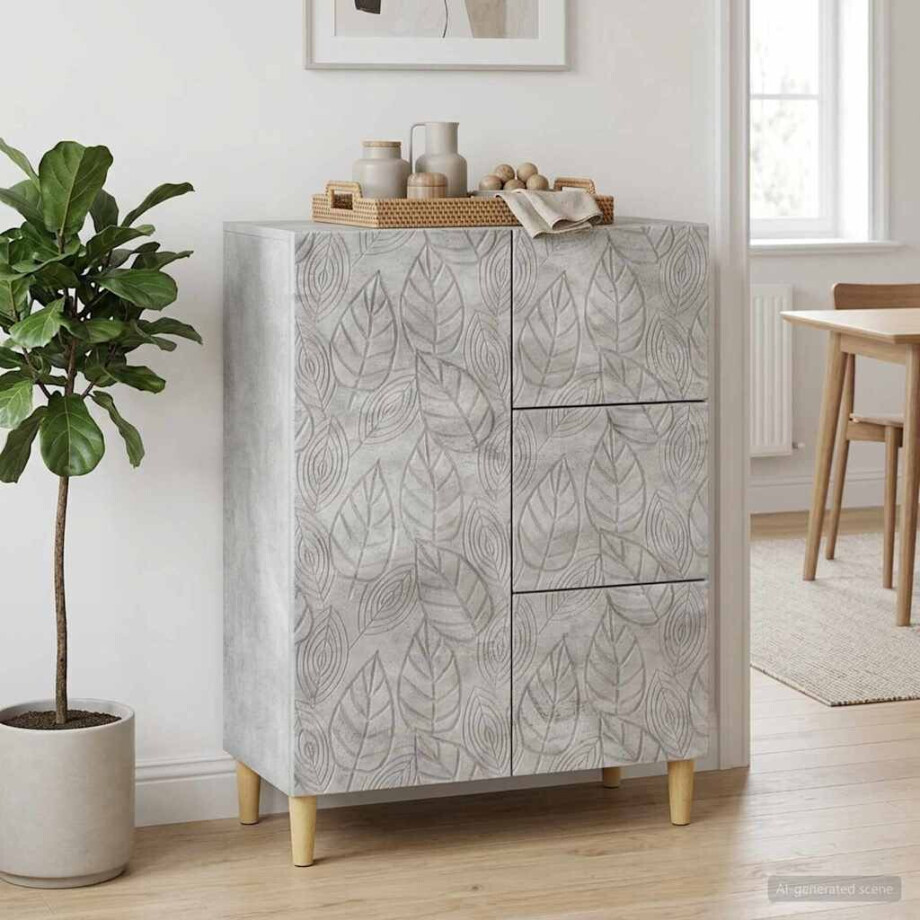 vidaXL Dressoir Betongrijs 66 x 34,5 x 90 cm Bewerkt hout vidaXL Dressoir Betongrijs 66 x 34,5 x 90 cm Bewerkt hout afbeelding 1